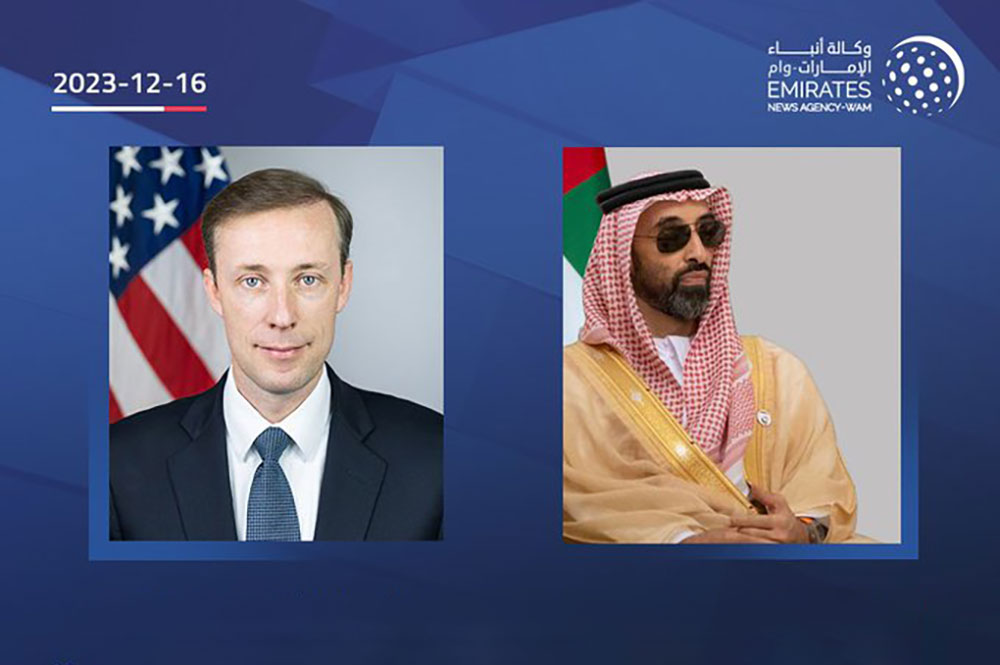 طحنون بن زايد يلتقي مستشار الأمن القومي الأمريكي