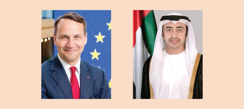 عبدالله بن زايد يهنئ هاتفياً سيكورسكي بمناسبة تعيينه وزيراً للخارجية في بولندا
