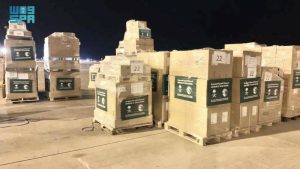 الطائرة الإغاثية الـ 32 تصل إلى مطار العريش