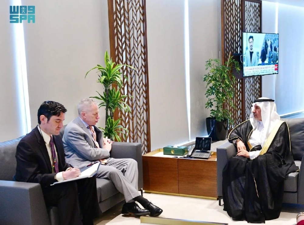 الربيعة والسفيرالأمريكي يبحثان الموضوعات المتعلقة بالشؤون الإنسانية والإغاثية في غزة