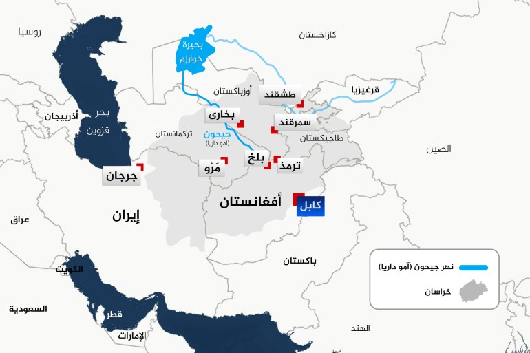 خريطة - محافظات أفغانستان وجوارها حسب مسمياتها القديمة