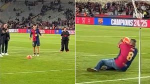 شاهد.. قصة غريبة وراء تسديد بيدري ركلة جزاء على والده بعد كل تتويج