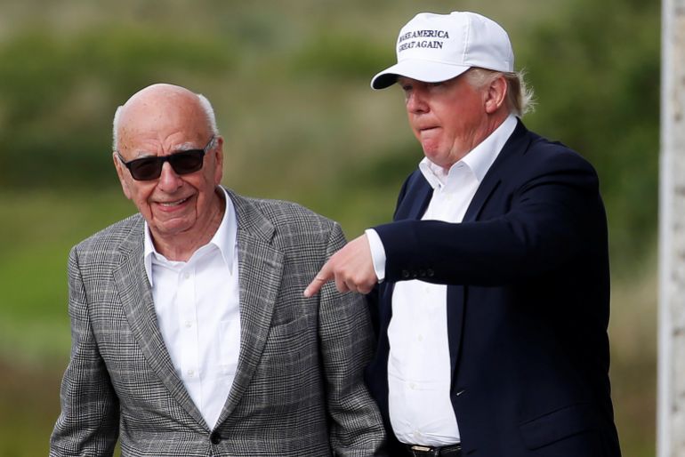 The relationshin between Runert Murdoch and Donald I Trmn.a nresidentialcandidate at the time, reached a turning point when they met at Trump International GolmnKs seouano on Junedh.20o Caro A|eam/ Reuters