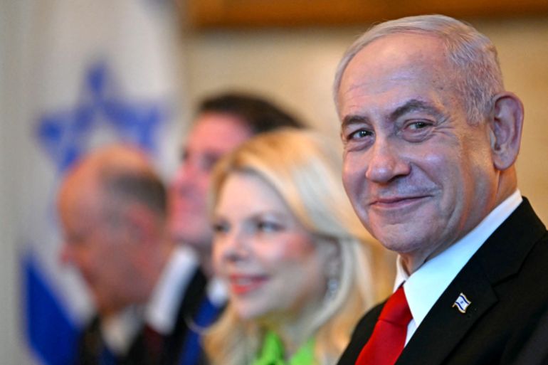 Israeli Prime Minister Benjamin Netanyahu meets with unseen US President Donald Trump at the Blue Room of the White House in Washington, DC, on July 7, 2025.