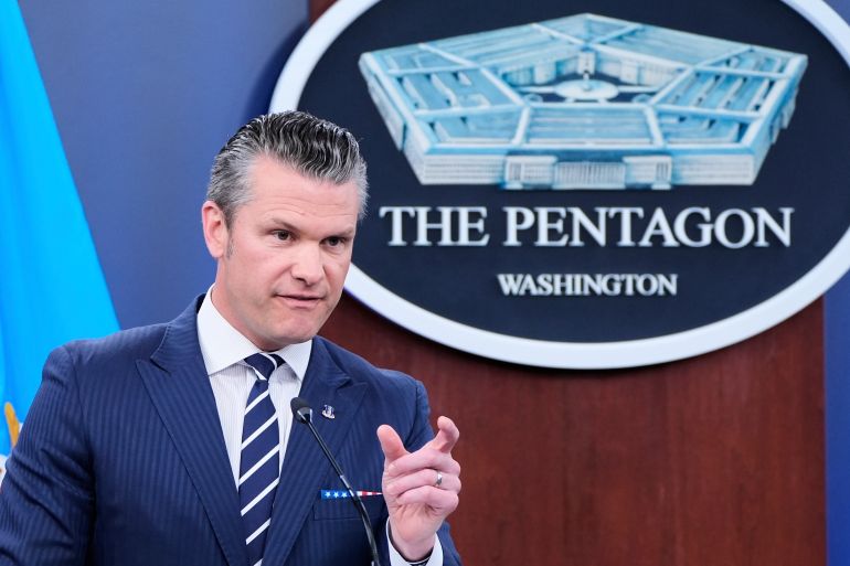 Defense Secretary Pete Hegseth speaks during a news conference at the Pentagon in Washington, Sunday, June 22, 2025, after the U.S. military struck three sites in Iran, directly joining Israel's effort to destroy the country's nuclear program. (AP Photo/Alex Brandon)
