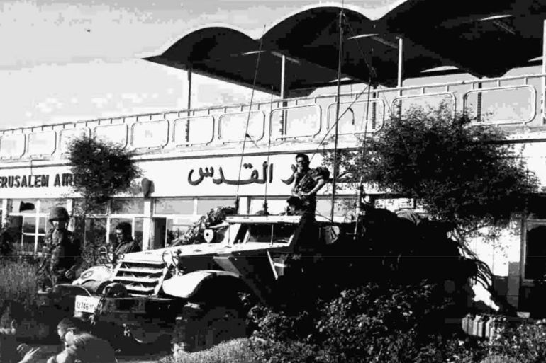 The fall of the Jerusalem airport, showing the Israeli troops in Qalandiya (ISA).https://www.tandfonline.com/
