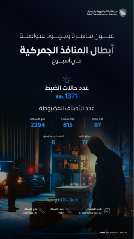 «الضريبة والجمارك»: ضبط 1371 حالة تهريب بالمنافذ الجمركية في أسبوع