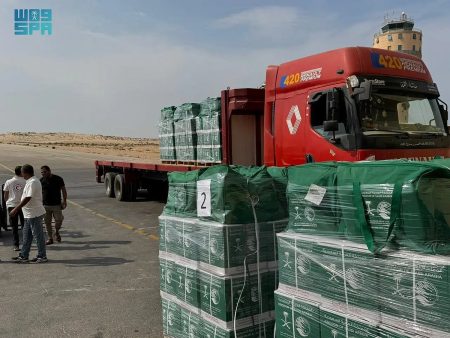 الطائرة الإغاثية السعودية 71 لقطاع غزة تصل مطار العريش