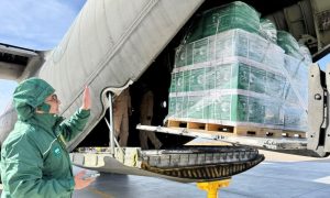 الطائرة الإغاثية السعودية 76 تصل العريش لدعم غزة بالمساعدات