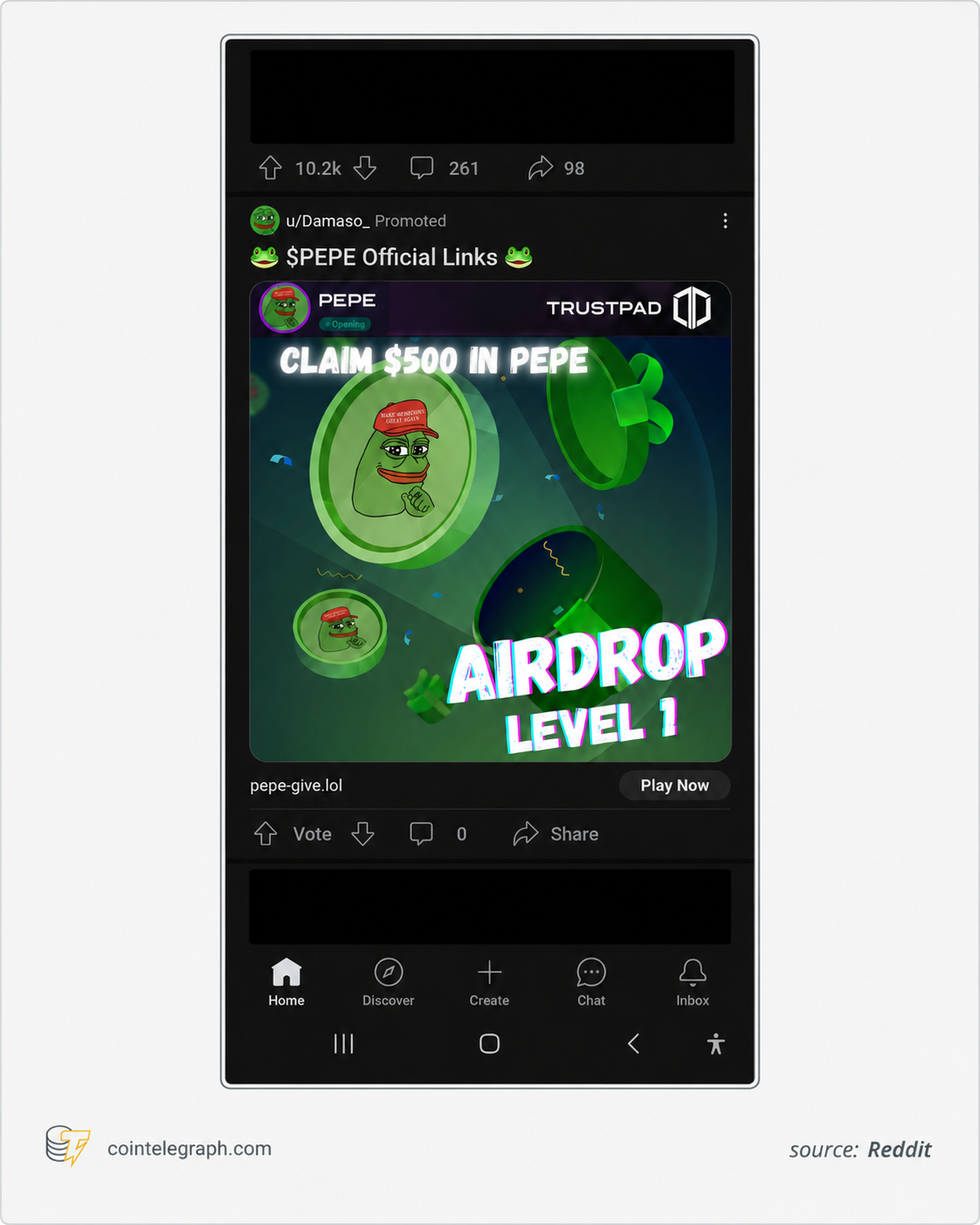 إعلان احتيال على Reddit